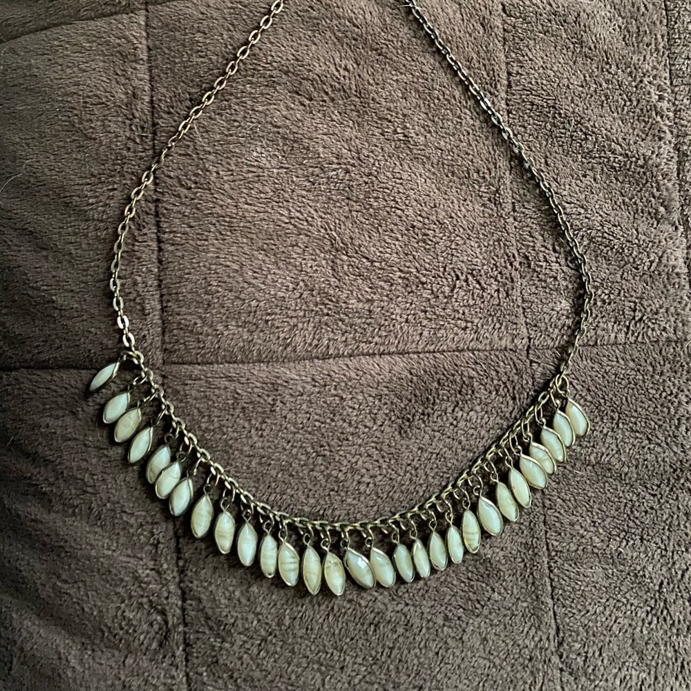 Green Leaf Jeweled Petite Necklace